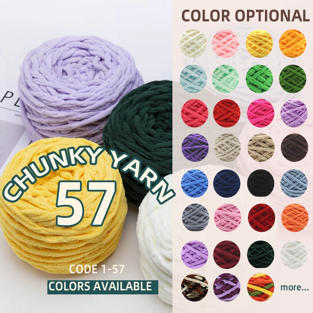 100G Chenille Yarn 100% Polyester Vegan Chunky Yarn Jumbo Yarn Knitting Materials for Knitting Scarves Blankets 2