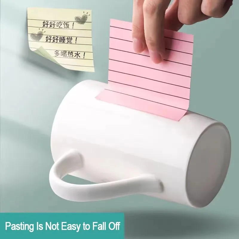 200sheets Line Sticky Notes 4 Colors Portable Student Note Marker Writing Sticky Notes Self-Adhesive Easy To Apply Notepad - 5
