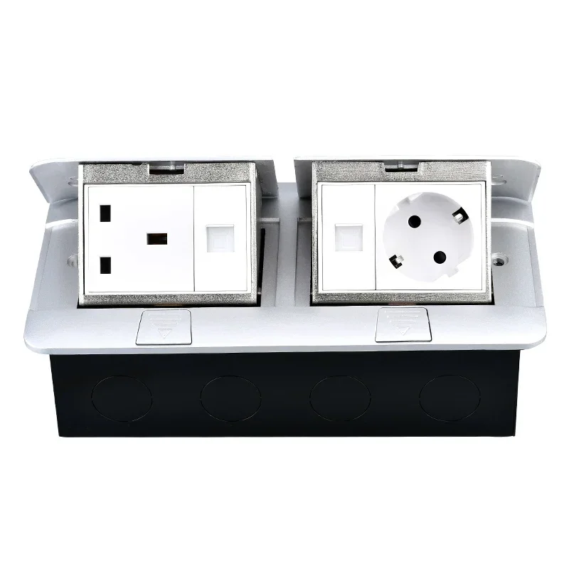 120mmx220mm Double-Row Embedded Slow Pop-Up Floor Socket UN/UK/RU/EU/FR/Brazil/US Plug With PC/HDMI/TV,For Meeting Office Outlet
