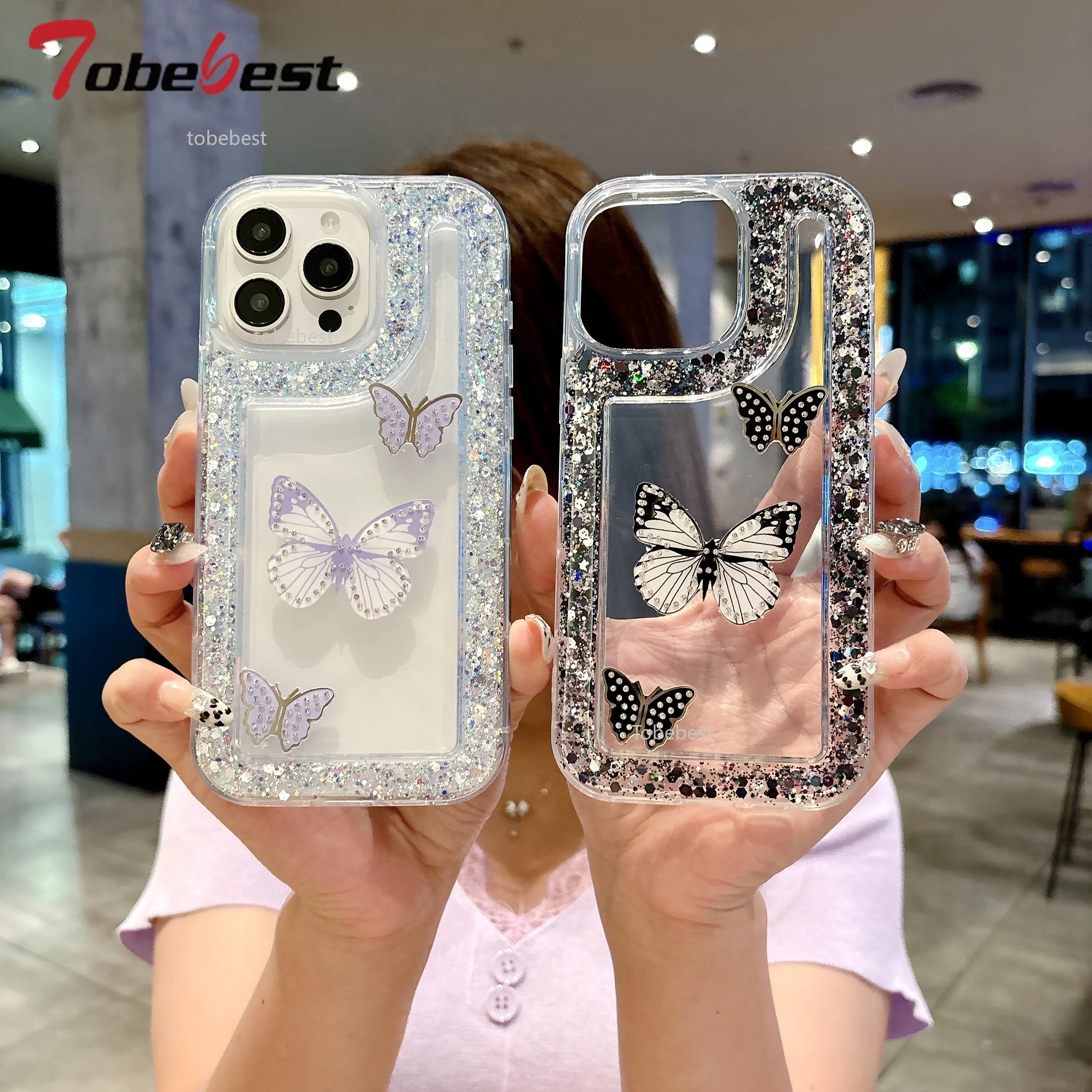 Sparkling 3D Butterfly Bling Glitter Diamond Acrylic Case