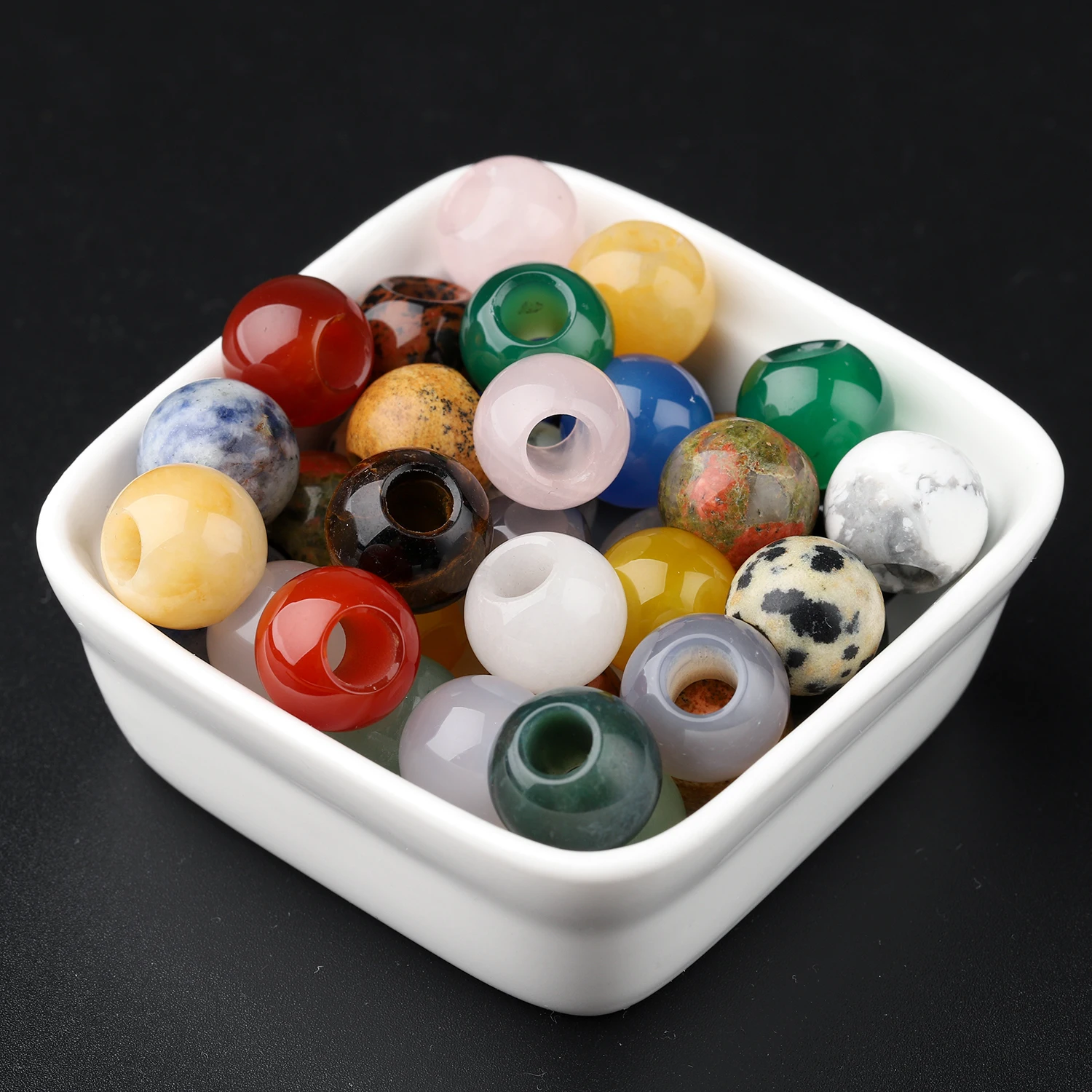 12mm 자연 큰 구멍 돌 구슬 마노 타이거 아이 옥 느슨한 구슬 보석 만들기 DIY 목걸이 팔찌 화분 화분