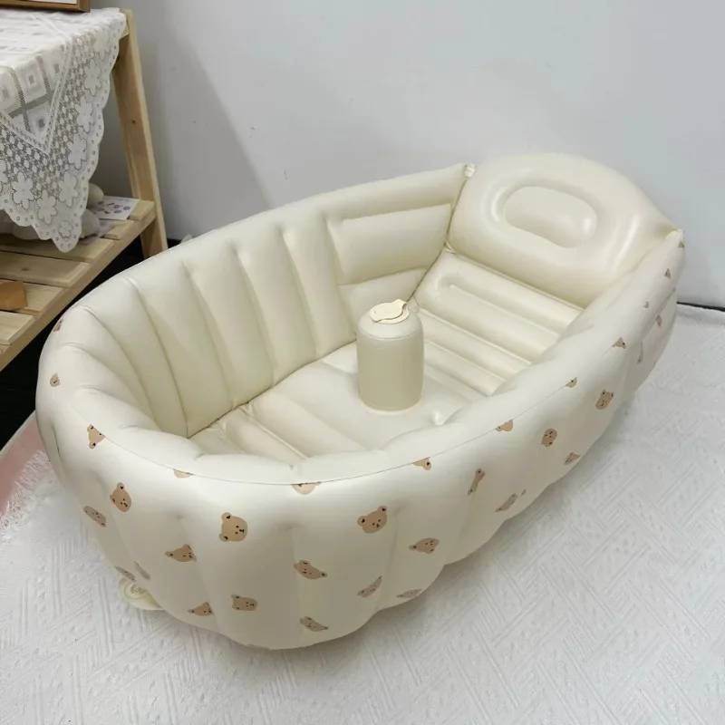 35inch Inflatable Newborn Bathtub Unisex Print Baby Portable Bathtub Travel Pool