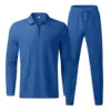 2024 Spring And Autumn Men's Two-Piece Breathable Waffle Lattice Zipper Pocket Lapel slim  Coat and Pants Men's Suit 5