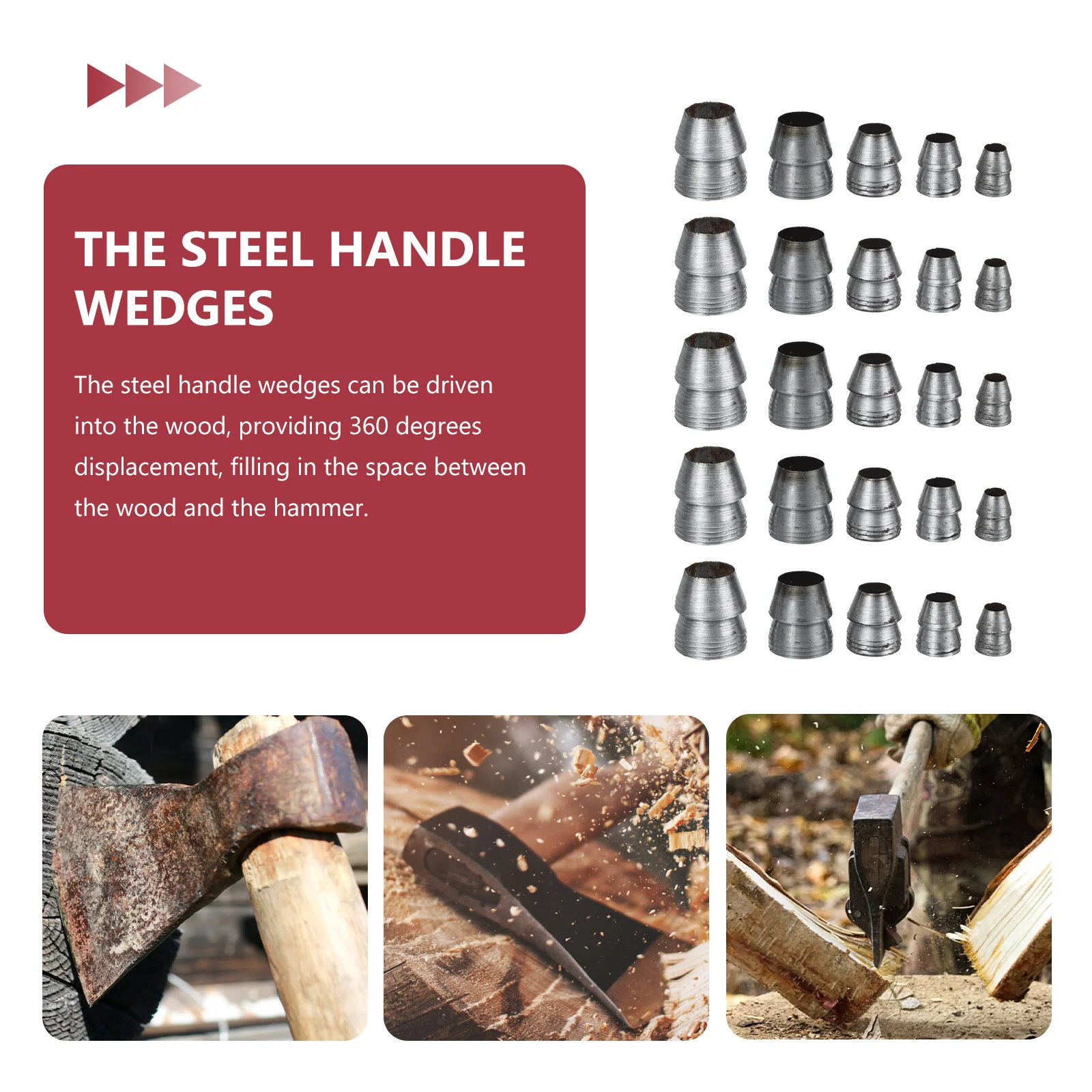 25Pcs Multi-function Iron Wedges Hammer Wedges Axe Handle Install Wedges 3