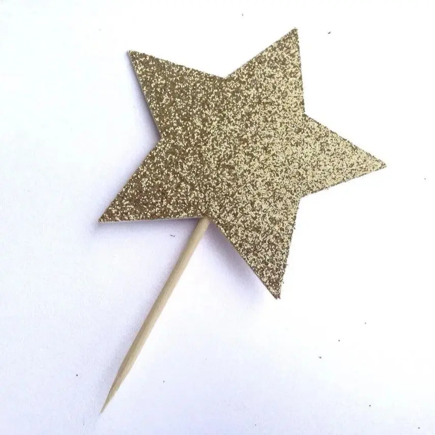24 Pezzi Little Star Cupcake Toppers, Glitter Star Cake Topper, Stuzzicadenti Glitter Oro, Festa Di Compleanno, Primo Compleanno Cupcake Topp