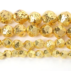 Faceted Colorful Tourmaline Stone Beads for Jewelry Making and Accessories (Plating gold lava)