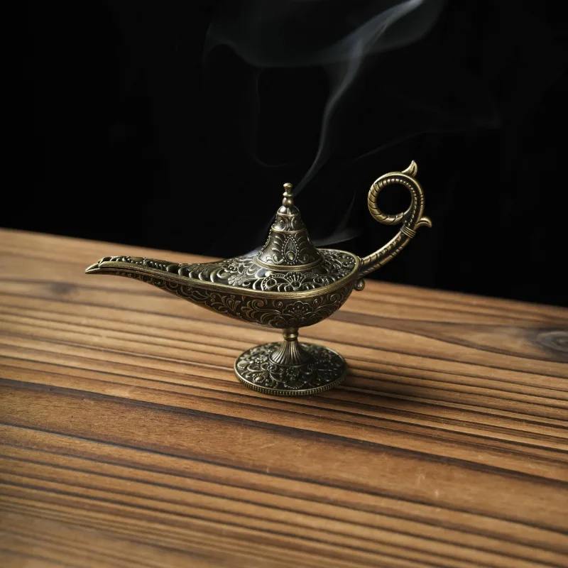 Antique Metal Incense Burner, Aladdin's Magic Lamp Design, Decorative Craft Gift Candle Holder, Hot-selling, Incense Burner
