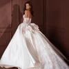 Sexy Strapless Backless Bride Robe Classic Lace Bow Wedding Dress Graceful Satin Ball Gown Bridal Gown Customized Robe De Mariée 2