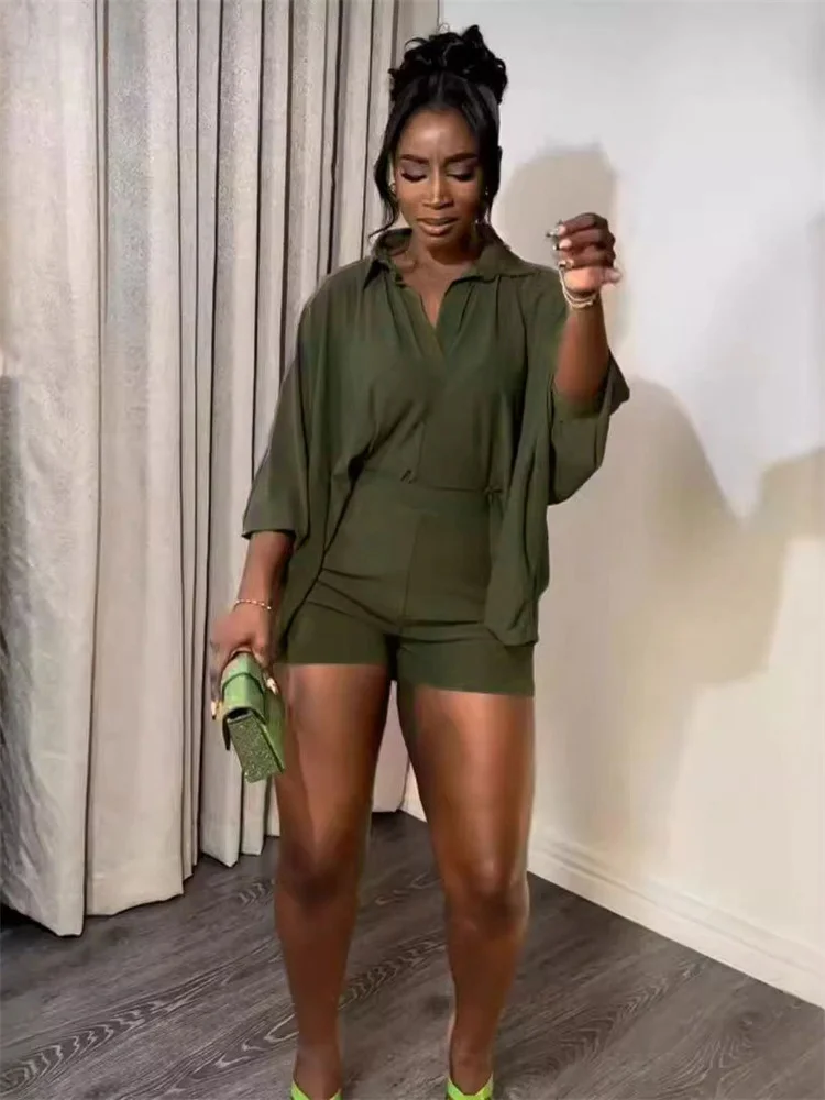 Wmstar Two Piece Set Women Fashion Shorts Sets Long Sleeve Shirts Matching Suit New in Summer Clothes Wholesale Dropshipping