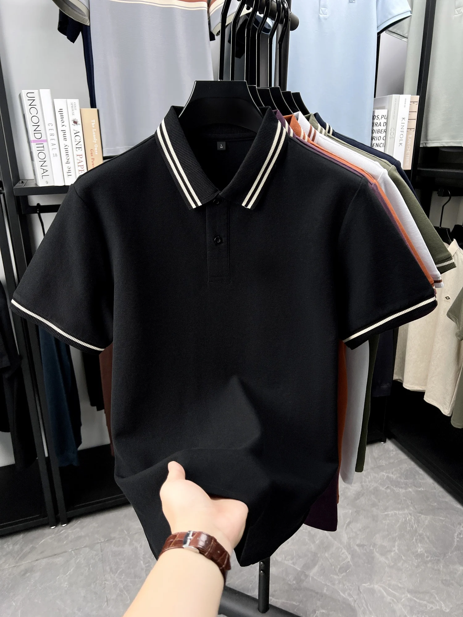 100% pure cotton summer men's striped collar short sleeve fashion hot selling polo shirt high-quality breathable comfort T-shirt 20