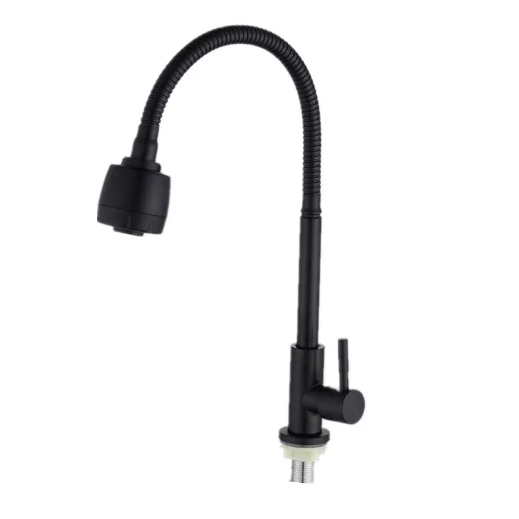 

Смеситель для кухонной раковины, черный Универсальный круговой и вертикальный кран из нержавеющей стали с медным сердечником, для умывальника из нержавеющей стали