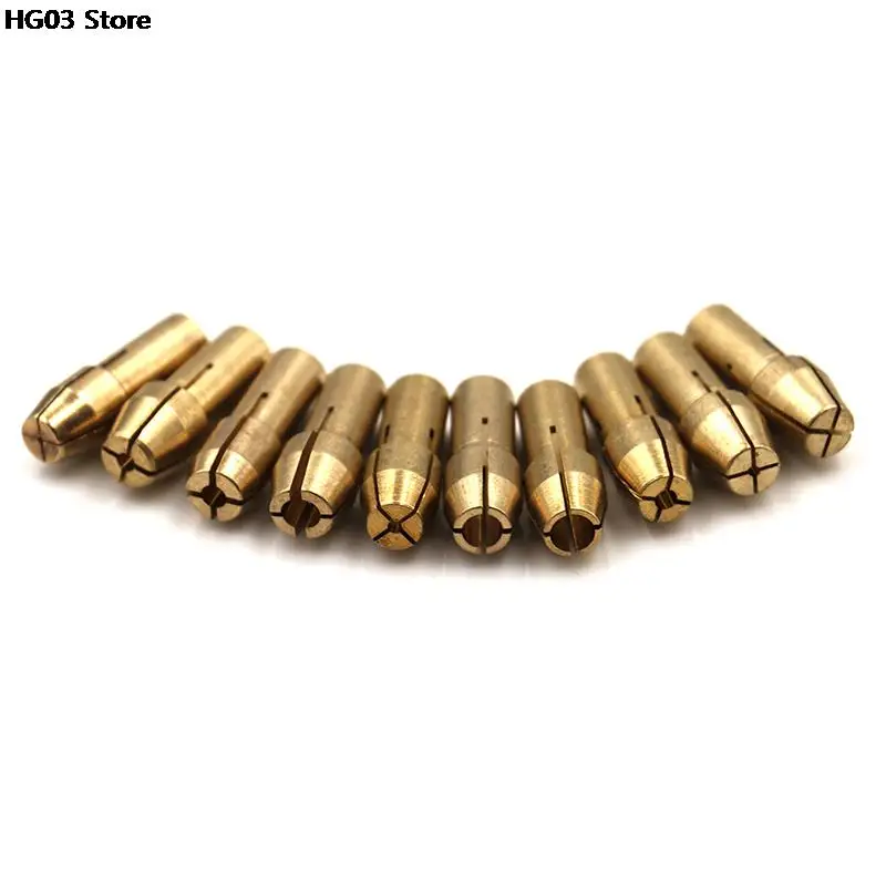 10pcs Drill Chucks Bits Brass Collet Mini Drill Chuck for Dremel Rotary Tool 4.3mm Dia 0.5mm-3.2mm Power Tool Accessory