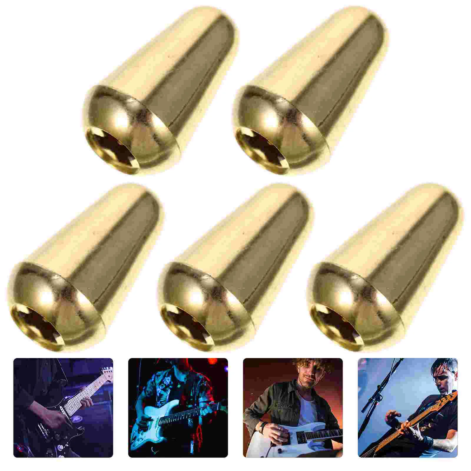 

5 Pcs Electric Guitar Cap Metal Knob Component for Synthetic Plastic Parts 3 Way Toggle Tip Hat Hats