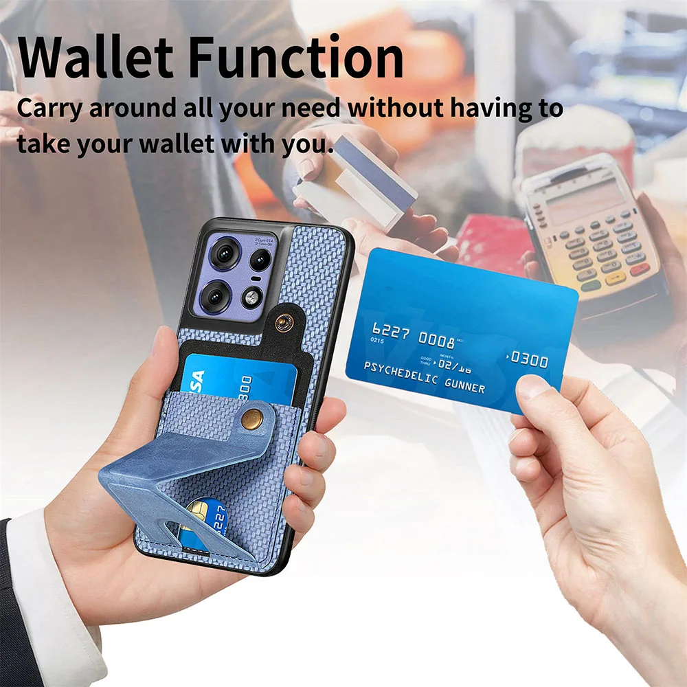 Carbon Fiber Leather Phone Case with Card Holder