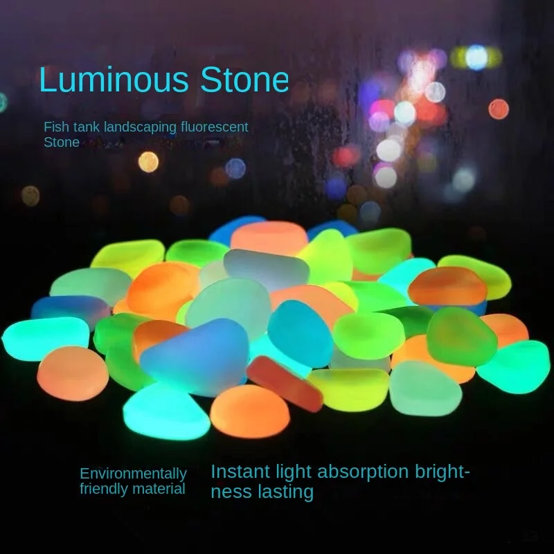 50/100Pcs 2CM Glow in the Dark Garden Pebbles for Sidewalk Garden Terrace Lawn Patio Fish Tank Aquarium Decor Glow Stone