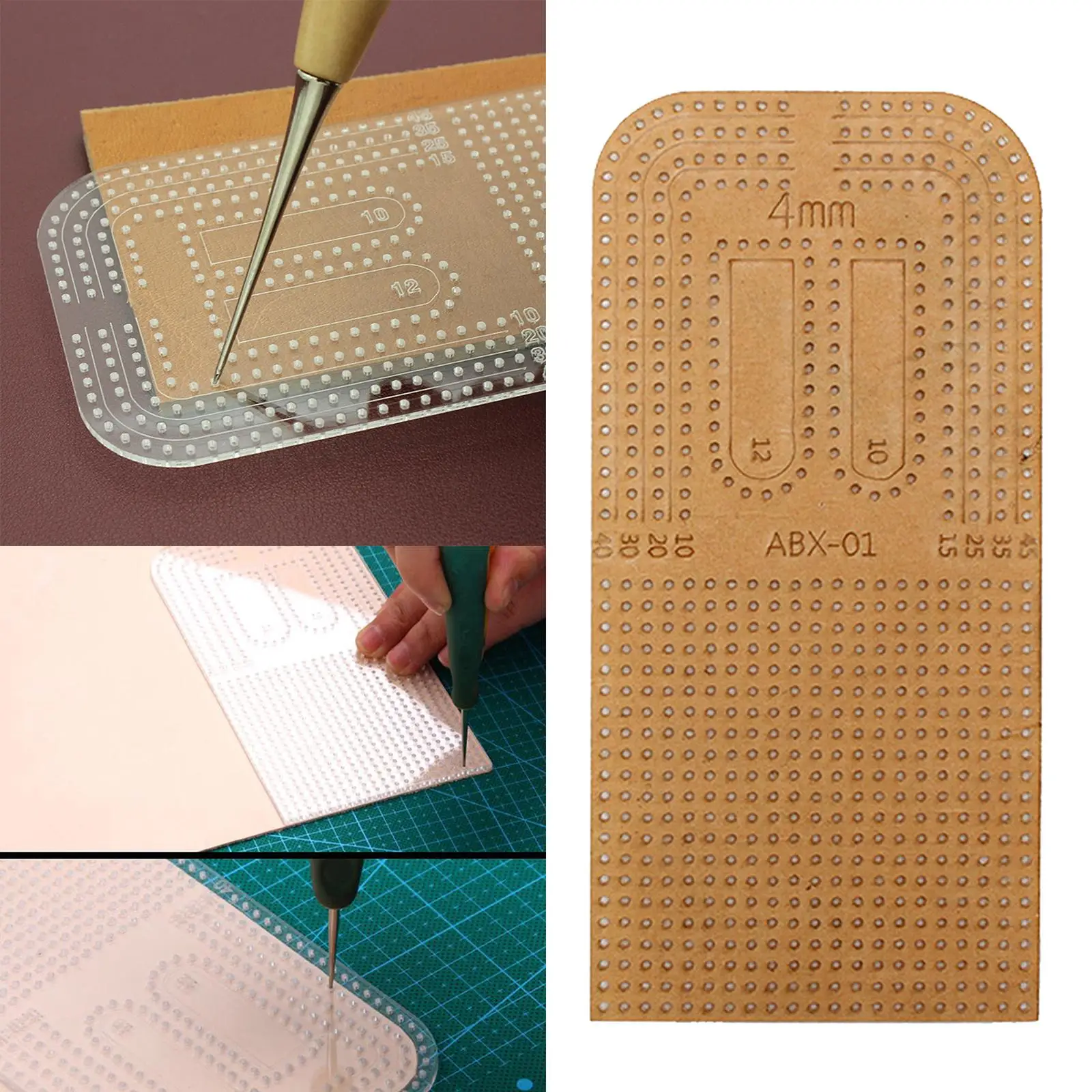 1PC Leather Craft Punching Ruler Clear Acrylic 175x85mm Stencil Template Slide Rule