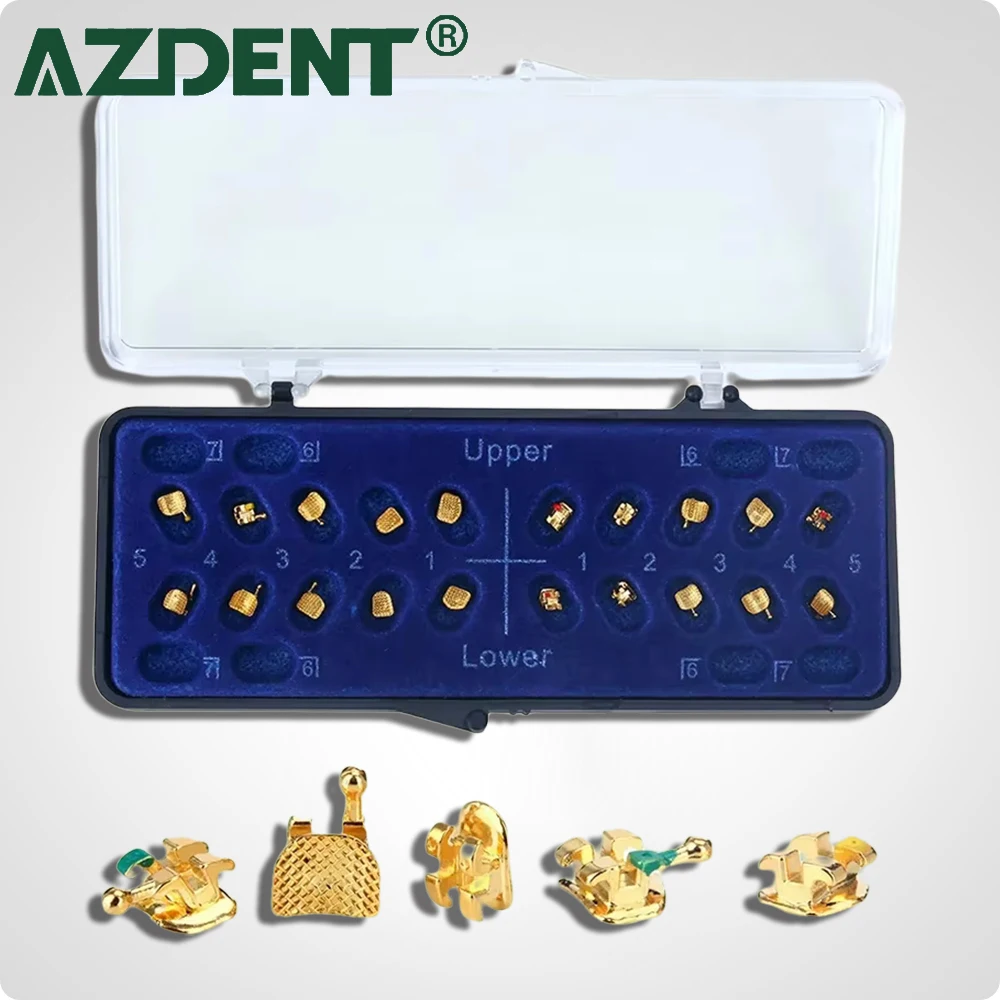 20 ชิ้น/กล่อง AZDENT ทันตกรรมจัดฟันวงเล็บทองทันตกรรม Ortho Braces Mini MBT/Roth 022 345 ตะขอทันตแพทย์ผลิตภัณฑ์ 1