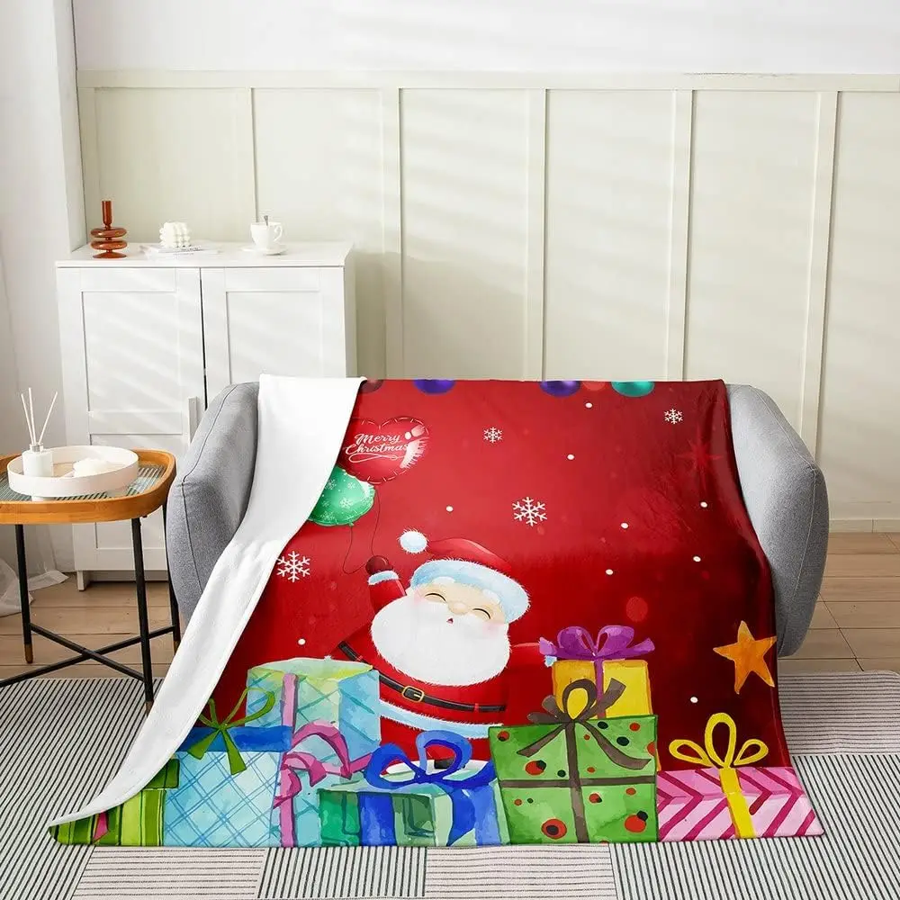 

Рождественское плюшевое одеяло, детское Фланелевое Флисовое одеяло с Санта-Клаусом, комплект одеял для дивана, кушетки, Всесезонная кровать