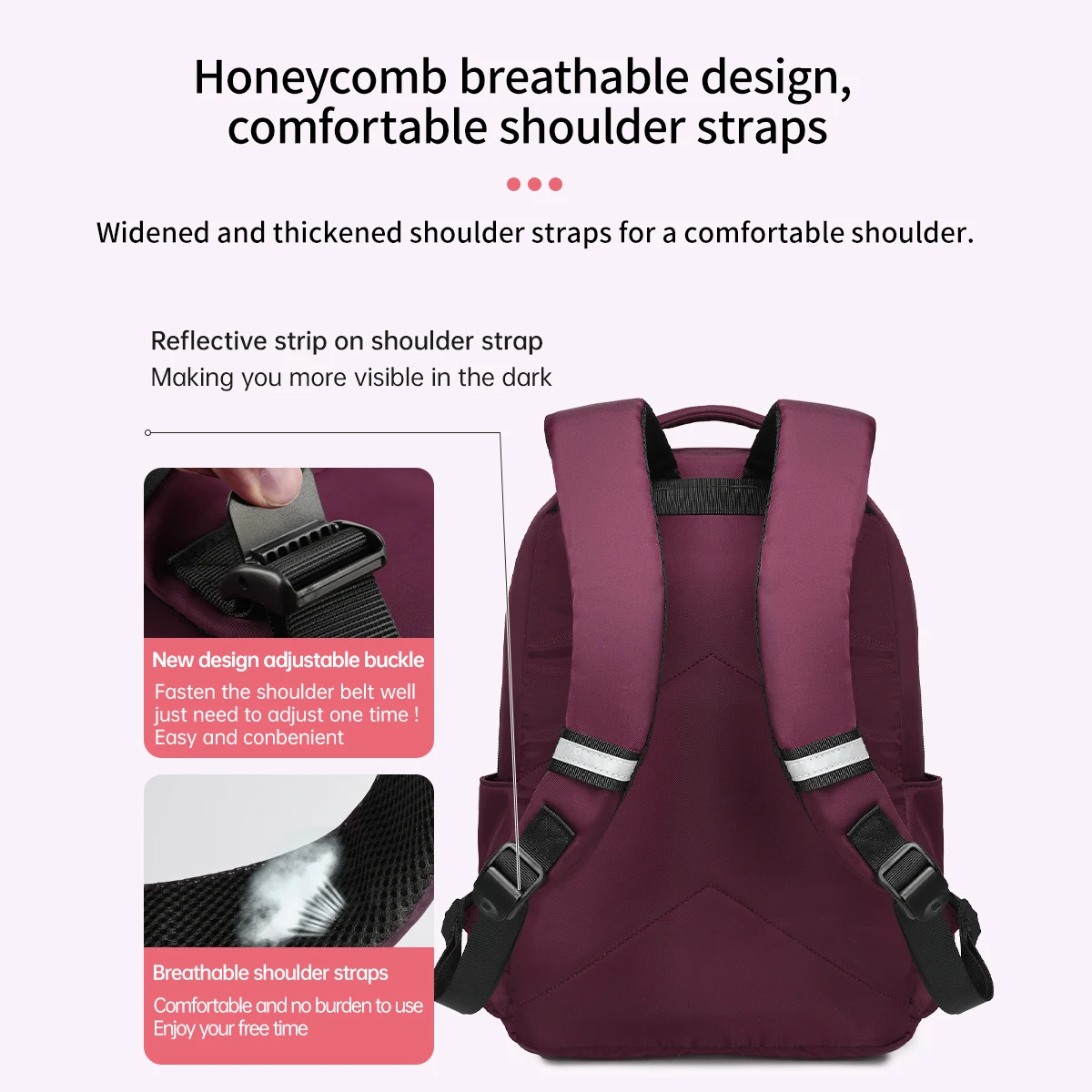 tigernu Women's Anti-theft Backpack Solid Color School Travel Bag