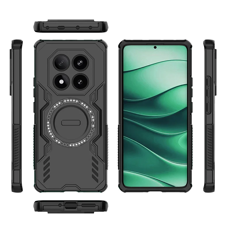 Shockproof Hybrid Dual Layer Magnetic Ring Stand Case with Slide Cover