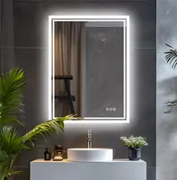 LED Light Bathroom Mirror Illuminated Wall Mounted Vanity Makeup Anti-Fog Rectangle 3 Colors Touch Light 1