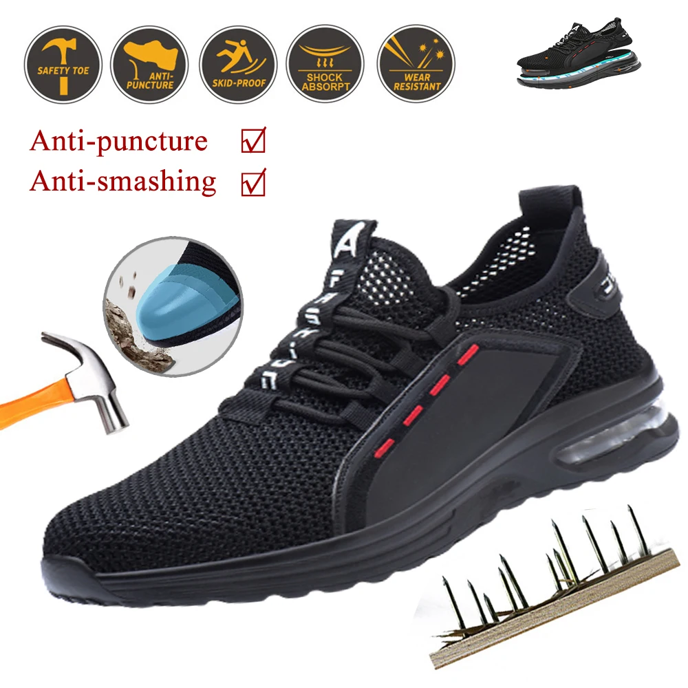 

Z5 Safety Work Shoes With Steel Toe Woman Indestructible Safety Tennis For Men Anti-smash Construction Boots Iron Work Sneakers
