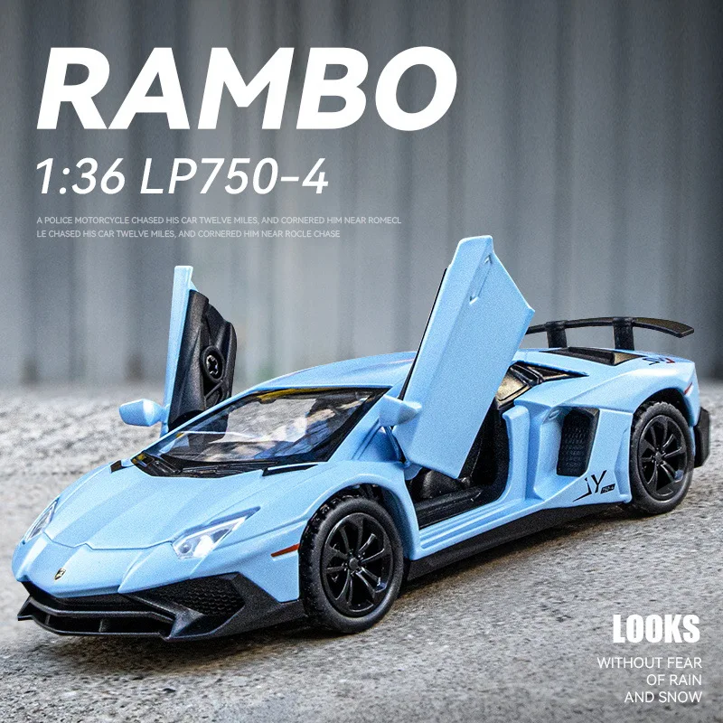 

1:36 Lamborghini LP750-4 High Simulation Diecast Metal Alloy Model car Sound Light Pull Back Collection Kids Toy Gifts