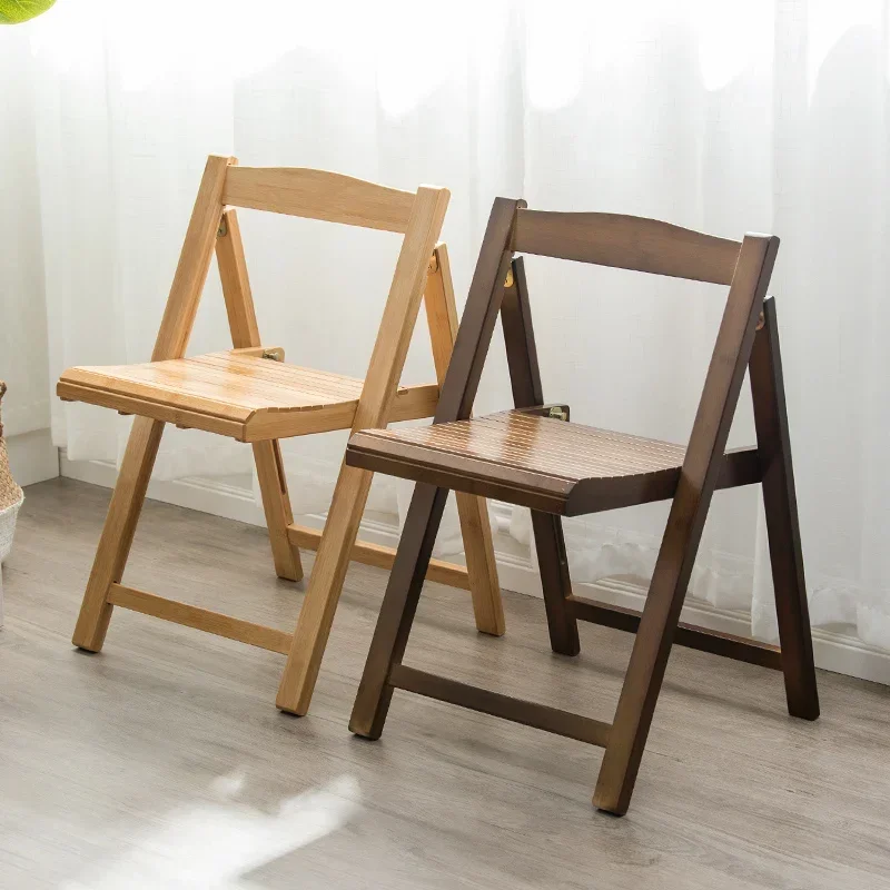 Simple Foldable Chair Natural Bamboo Backrest Seat for Home Portable Dining Chair with Stable Load Capacity Modern Furniture