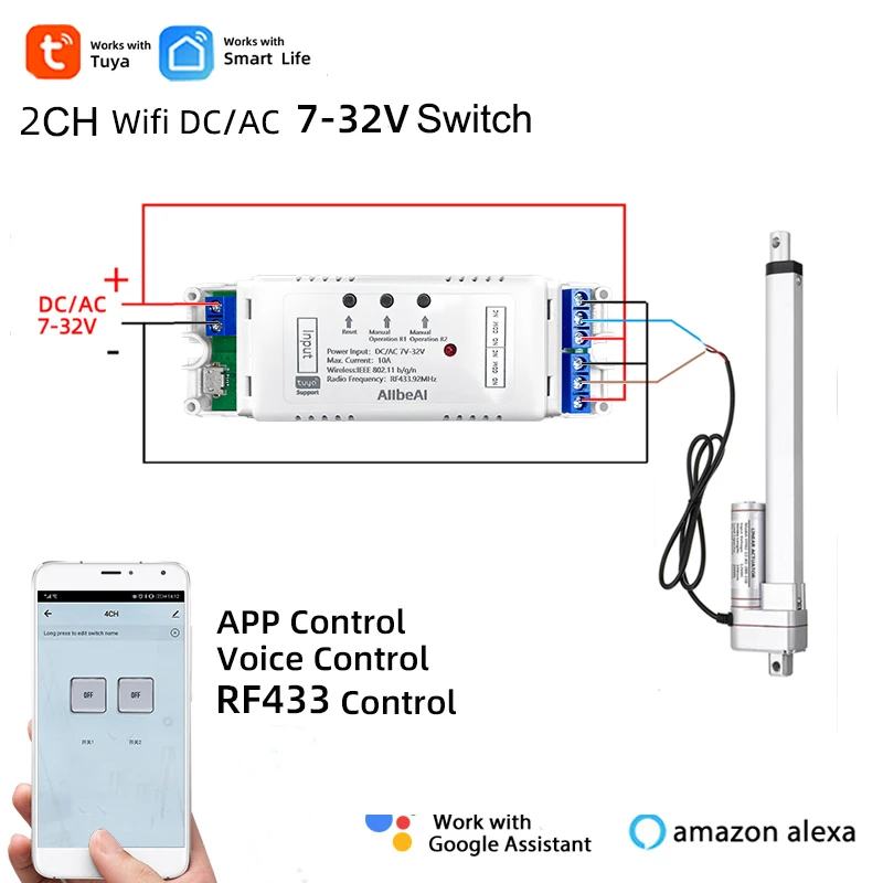 Módulo Esperto do Interruptor do Motor de Tuya Wifi 12v 24v 32v 110v 220v Canais Que Avançam o Relé Alexa Google Alice rf 433 Rádio Controle Remoto