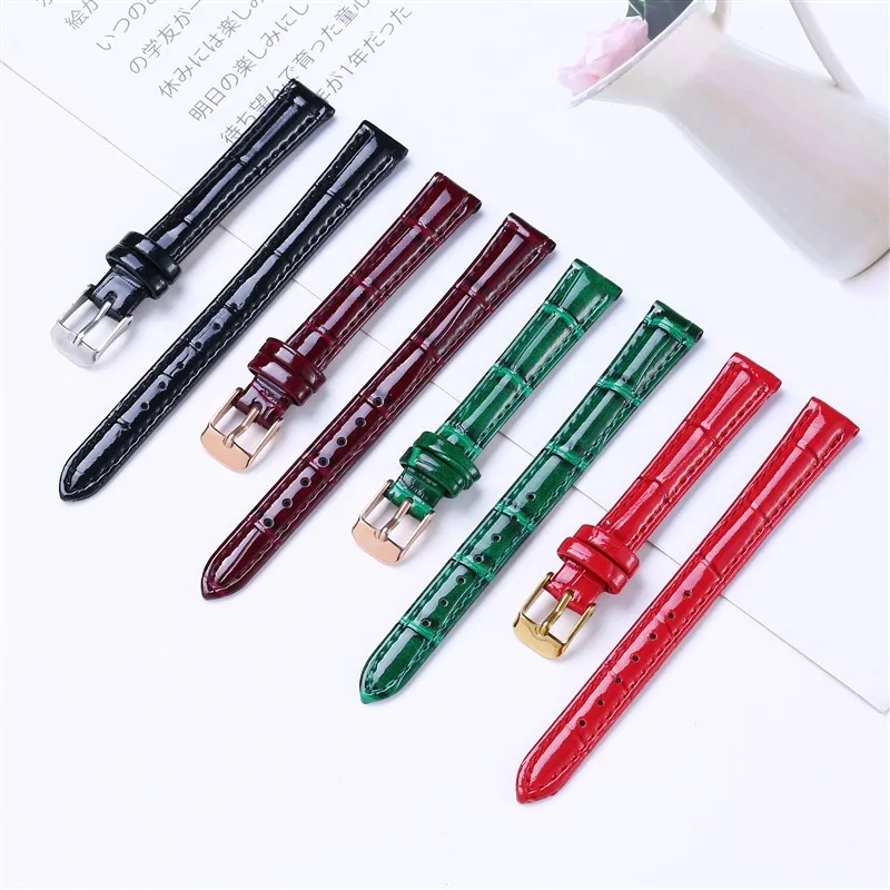 

12mm 14mm 16mm 18mm 20mm Shiny leather watch strap for JULIUS Lolarose watch watch band for women rose gold buckle bracelet