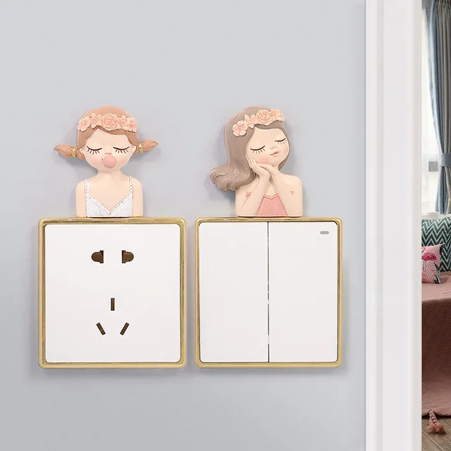 Gyantabuborék Tündér Lány Kapcsoló Matrica Nappali Könnyű Tábla Outlet 3D Fali Matricák Dísz Otthoni Dekoráció - Image 4