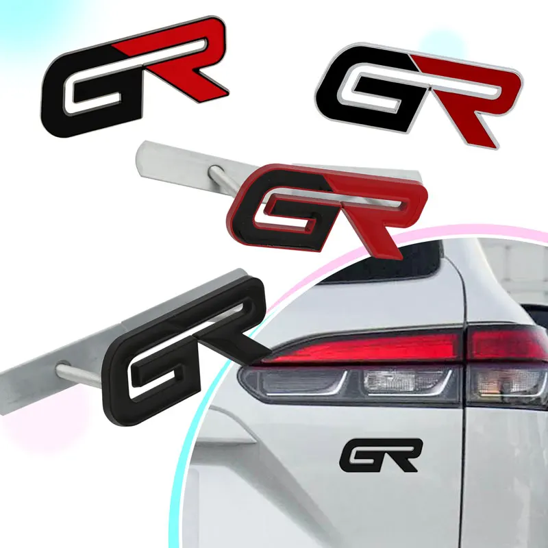 Gr Car Front Grill Metal Emblem Posteriore Tronco Badge Sticker Per Toyota Corolla Rav4 Highlander Camry C-Hr Prius Lexus Accessori
