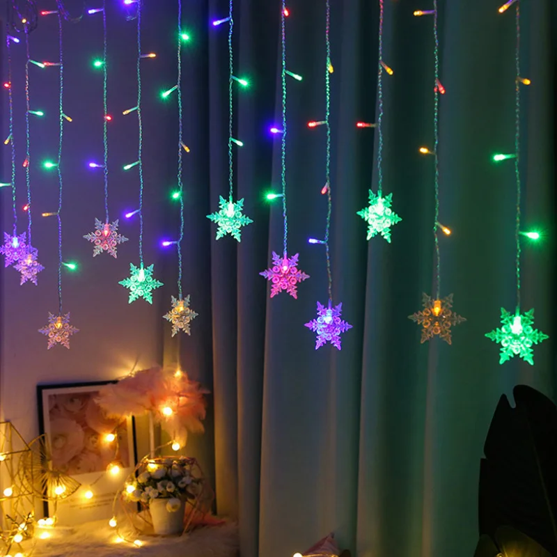 

Christmas Snowflake LED String Lights Fairy Curtain Lights Holiday Party Indoor&Outdoor Garland New Year Decoration