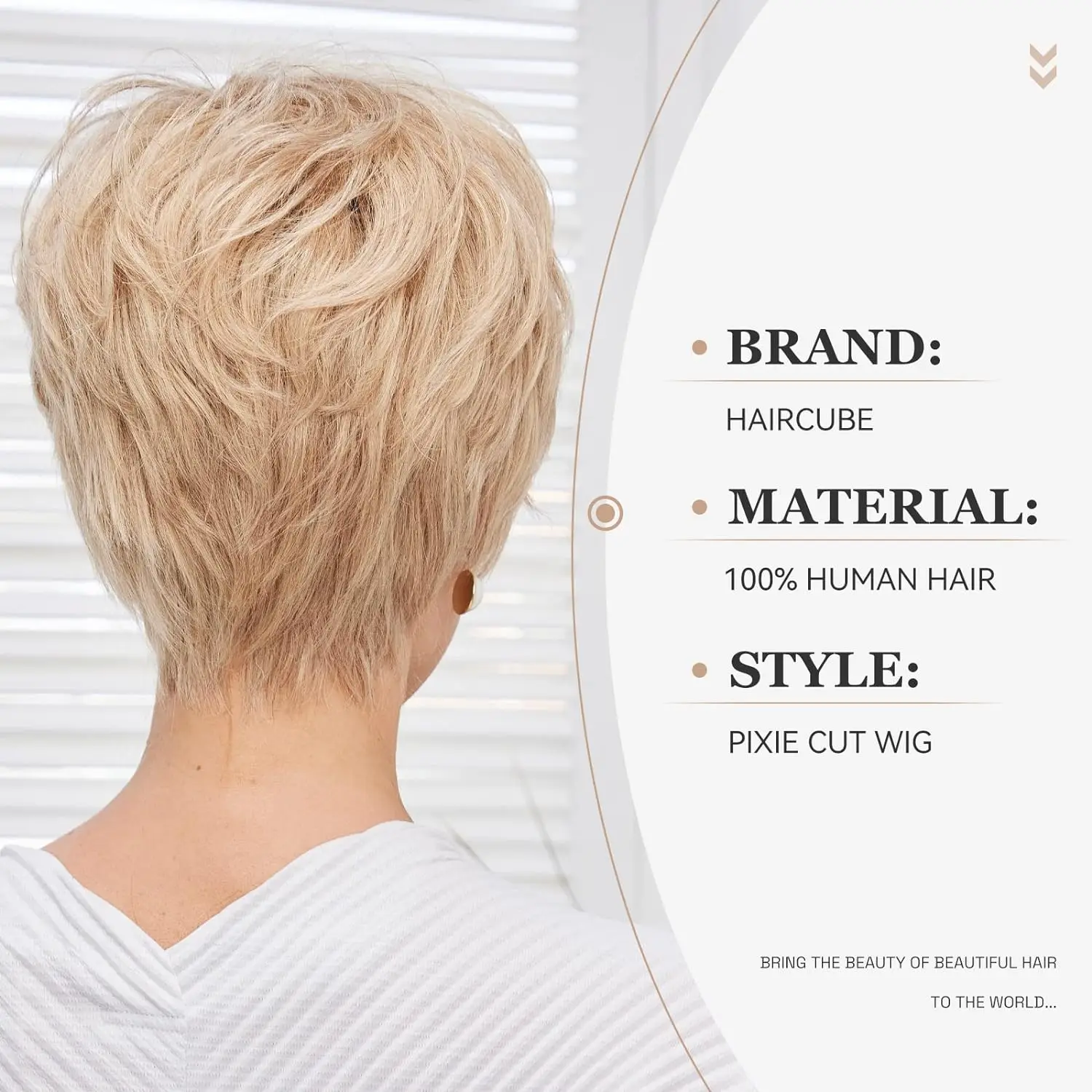 Blonde Pixie Cut human hair wigs for Women Short Straight Blonde Human Hair Layered Wigs With Bangs Fluffy Natural Machine Made