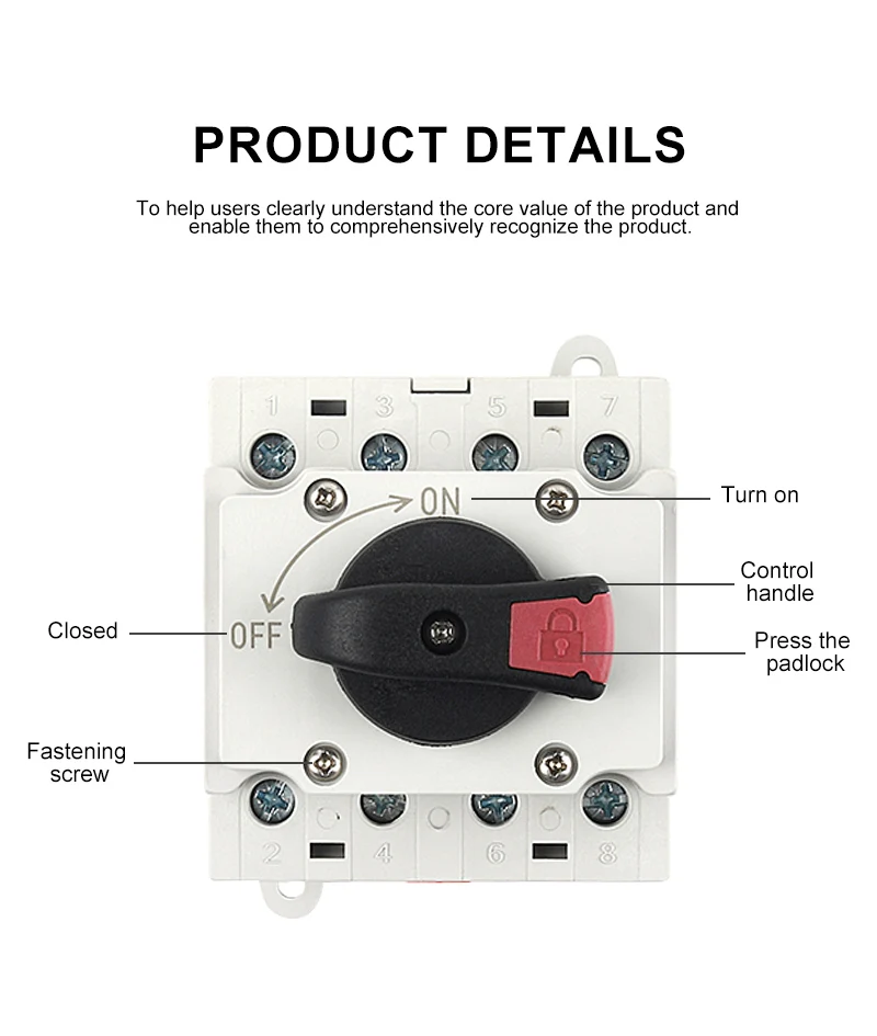 DIY GO 4P Fabrik Direkt DIN-Schienenmontage DC Isolator 32A DC 1200V/1500V Trennschalter für PV-Verteilerkasten – Detail 4