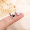 Silver Color Screw Back Helix Piercing Stud Earrings For Women Cubic Zirconia 925 Silver Needles Cartilage Earring Jewelry 2pcs 4