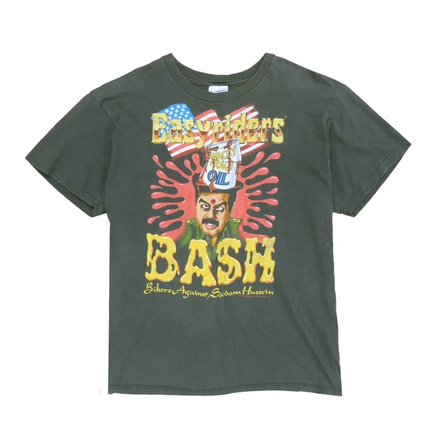 Vintage Easyriders Saddam Hussein Bash T-Shirt Size XL Black 1990 90s -  AliExpress