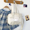 Women Jk School Handbag Large Capacity PU Anime Crossbody Bag Transparent Love Heart Shoulder Uniform Bag for Shopping Commuting 4