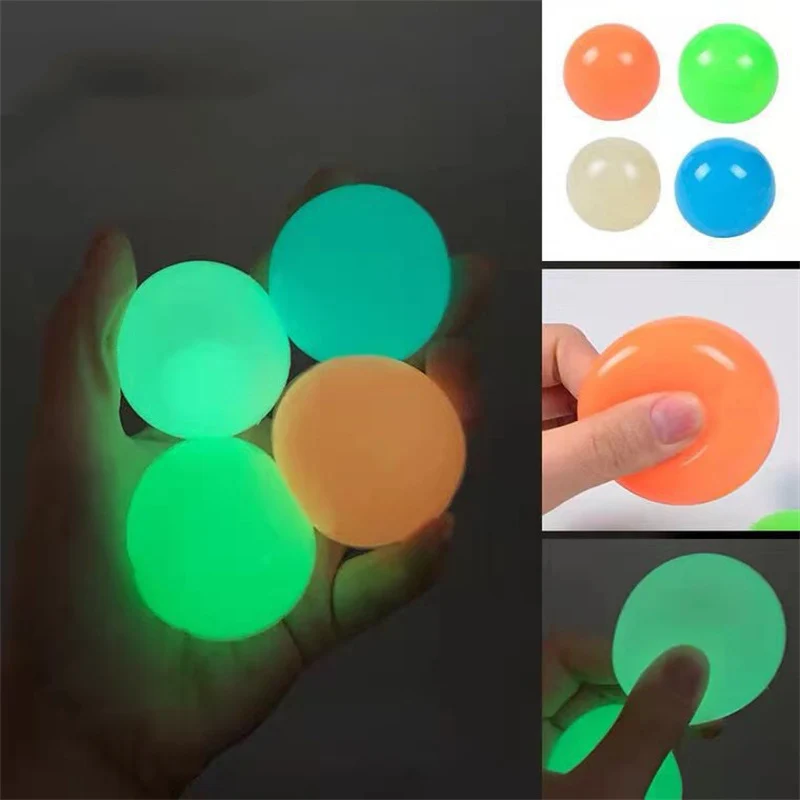 

4pcs Luminous Glowing Stick the Wall Ball Stress Relief Sleeping Toys Ceiling Balls Toy for Adult Children