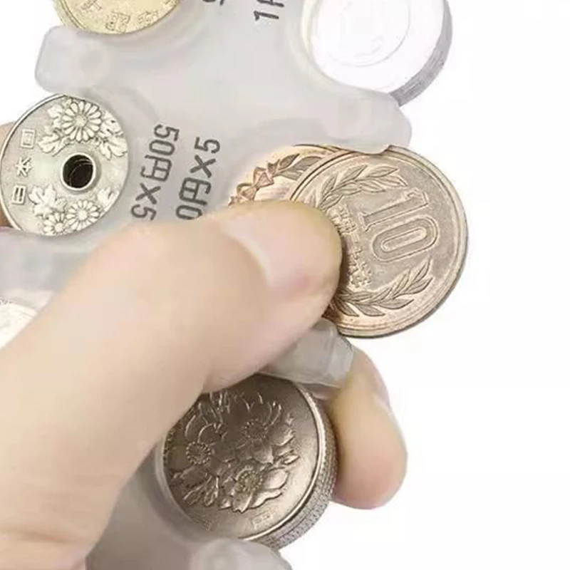 Bunter transparenter Münzclip-Organizer, kleine Geldbörse, Verlustprävention, Clip, japanische Währung, Sortierung, Reise, tragbares Kartenetui – Detail 2