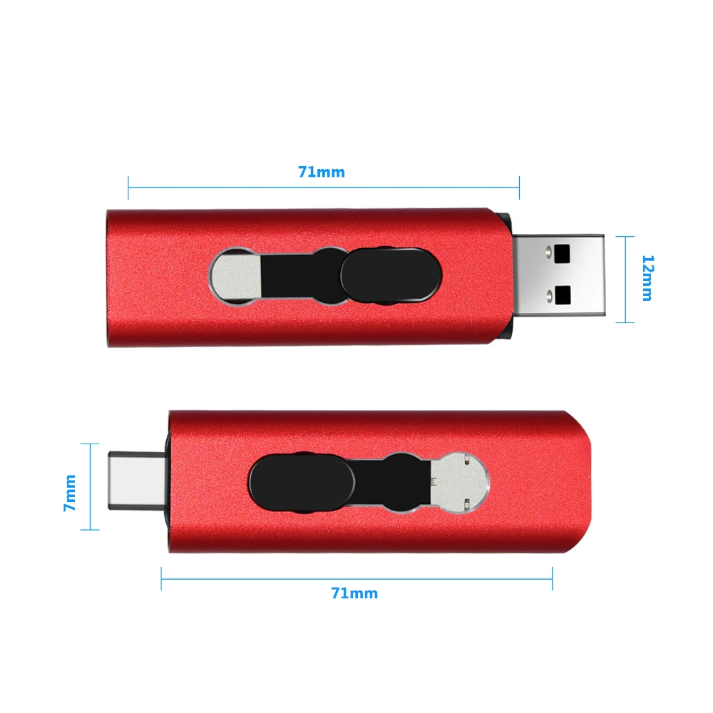 키 고속 USB 플래시 드라이브, OTG 펜 드라이브, 32GB USB 스틱, 펜드라이브 플래시 디스크, 안드로이드 PC, 자동차, TV용, USB C 128GB, 64GB