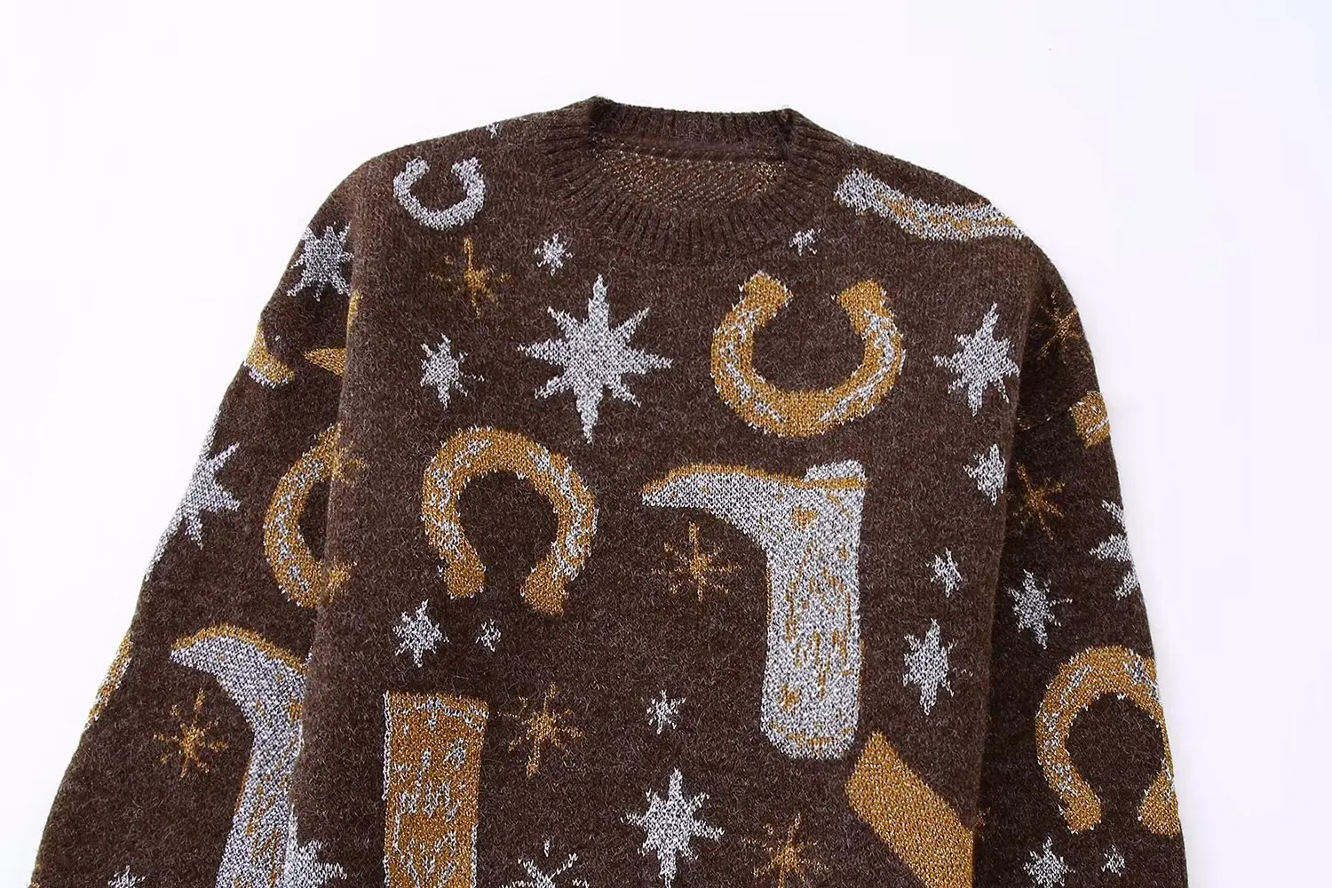 Loose Long Sleeve Pullovers Autumn Winter Warm Women Sweater Pull Hippie Ethnic Jacquard Knitted Sweaters Jumpers Boho Casual photo