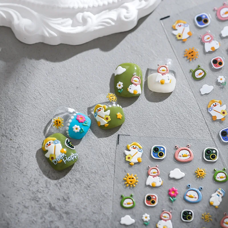 

[Meow.Sensei] Japanese Style Nail Beauty Stickers Thin Tough Adhesive Nail Sticker Ornament Spring Outing Duck Ts1668