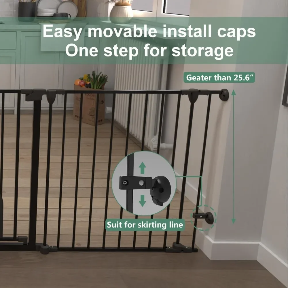 192" Extra Wide Baby Gate Cat Door Foldable Dog Gate Pet House Stairs Doorways Fireplace