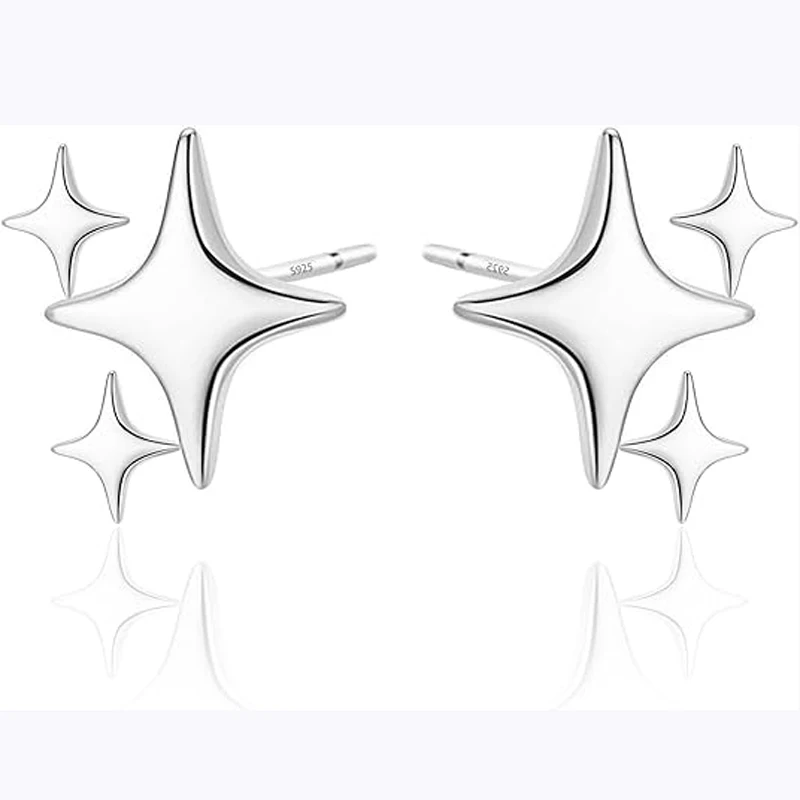 Гипоаллергенные серьги-гвоздики из стерлингового серебра с позолотой 14 к