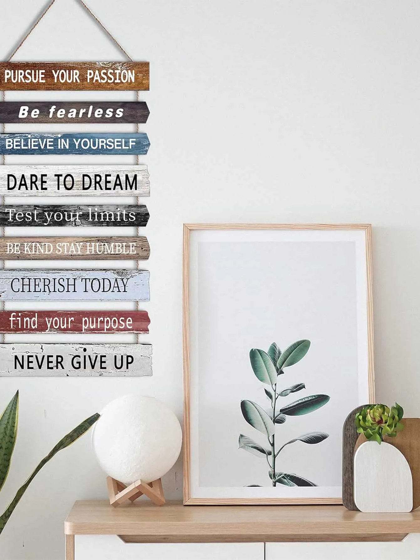 Motivational Wall Art Decor with Positive Quotes, Inspirational Wall Art Room Decor for Teen Girls Women, Rustic Hanging Pl