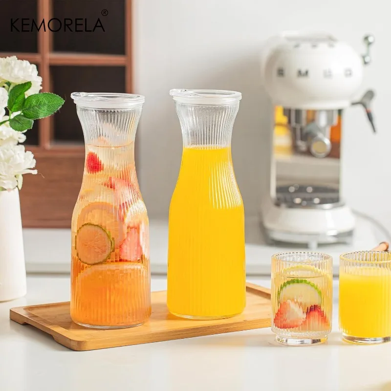 Ribbed Glass Carafe Set 3