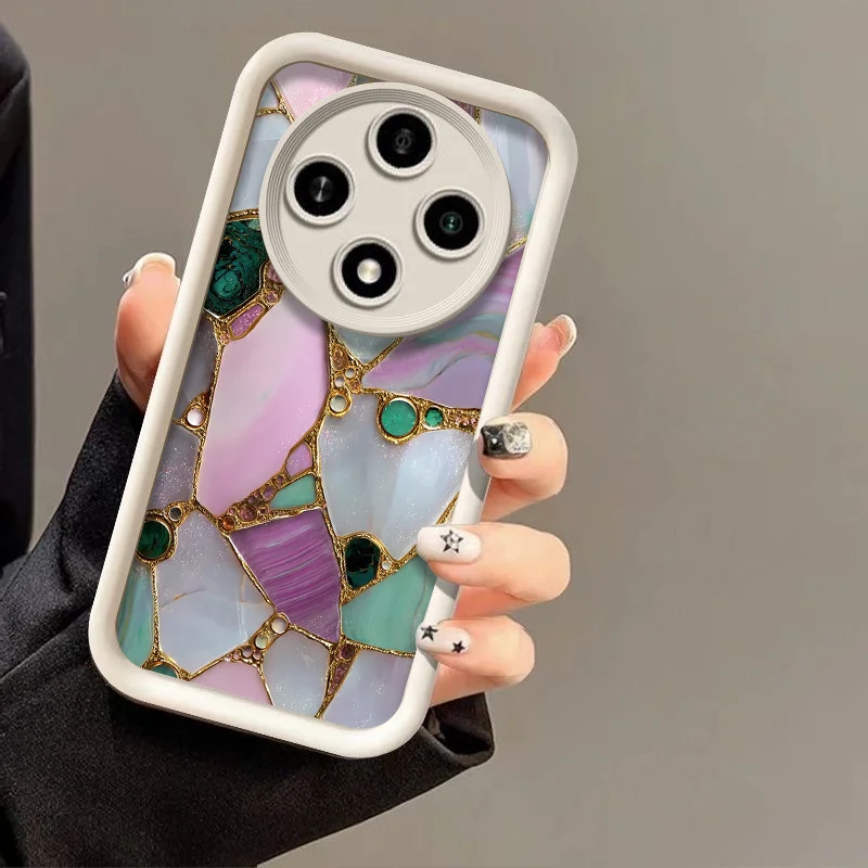 Custodia Morbida Lussuosa con Stampa Effetto Marmo Rosa e Verde per Huawei Honor 400 200 Lite 100 Magic 8 7 6 5 PRO X9 X8 5G - immagine 3