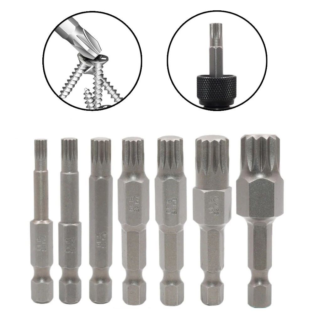7-teiliger 50mm 12-Punkt Torx Schraubendreher-Bit aus Legierungsstahl, Magnetischer Schraubendreher mit 1/4'' Sechskant-Schaft, Schlagschrauber-Bit – Detail 4