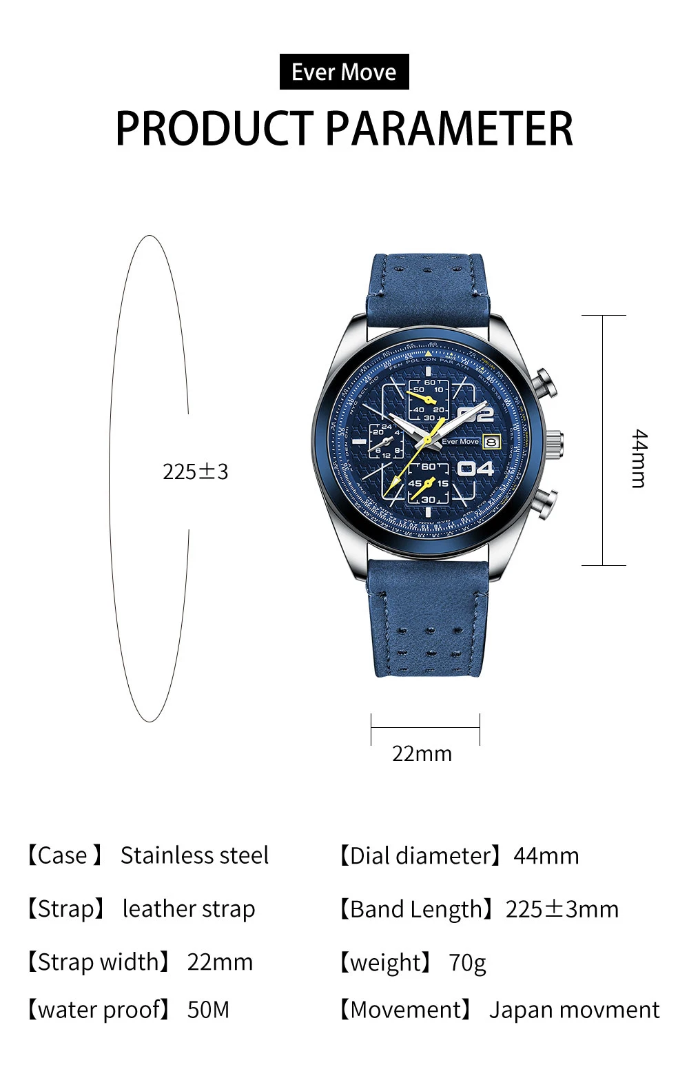 Ever Move Brand Launches A New Men's Multifunctional Waterproof Timing Quartz Watch For High-End Luxury Business Sports